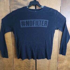 D18  J Ferrar Mens Black Long Sleeve Thermal Shirt No Filter Graphic Size M